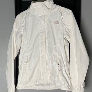 White The North Face wind breaker/rain coat